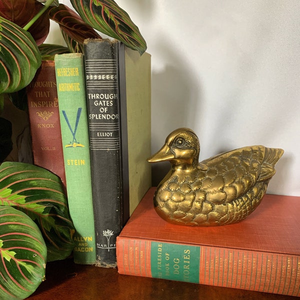 Vintage Brass Duck Piggy Bank Money