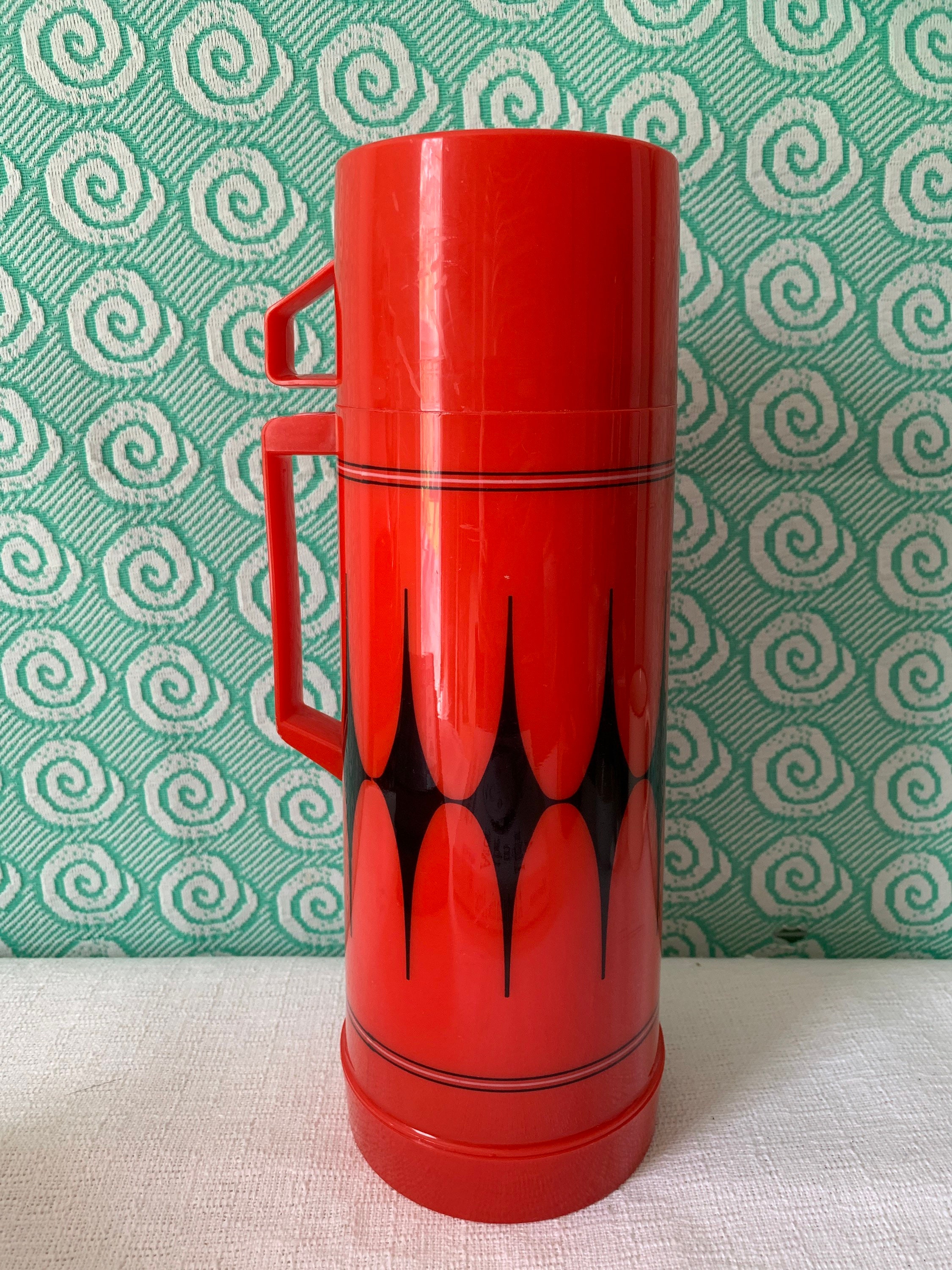 Aladdin Stanley Thermos Red and Tan Wide Mouth Thermos 1