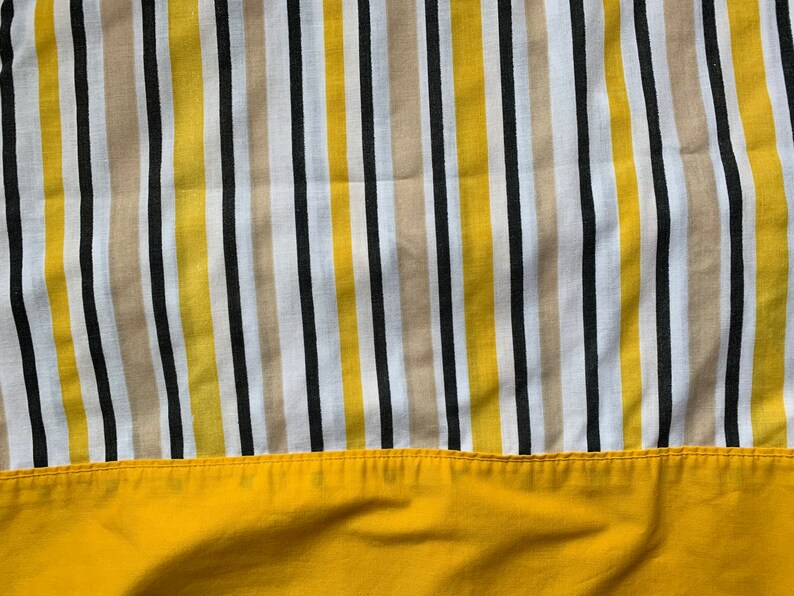 Vintage Flat Double Full Bed Sheet Yellow Gold Black Stripe or Blue Green White Stripe Montgomery Ward