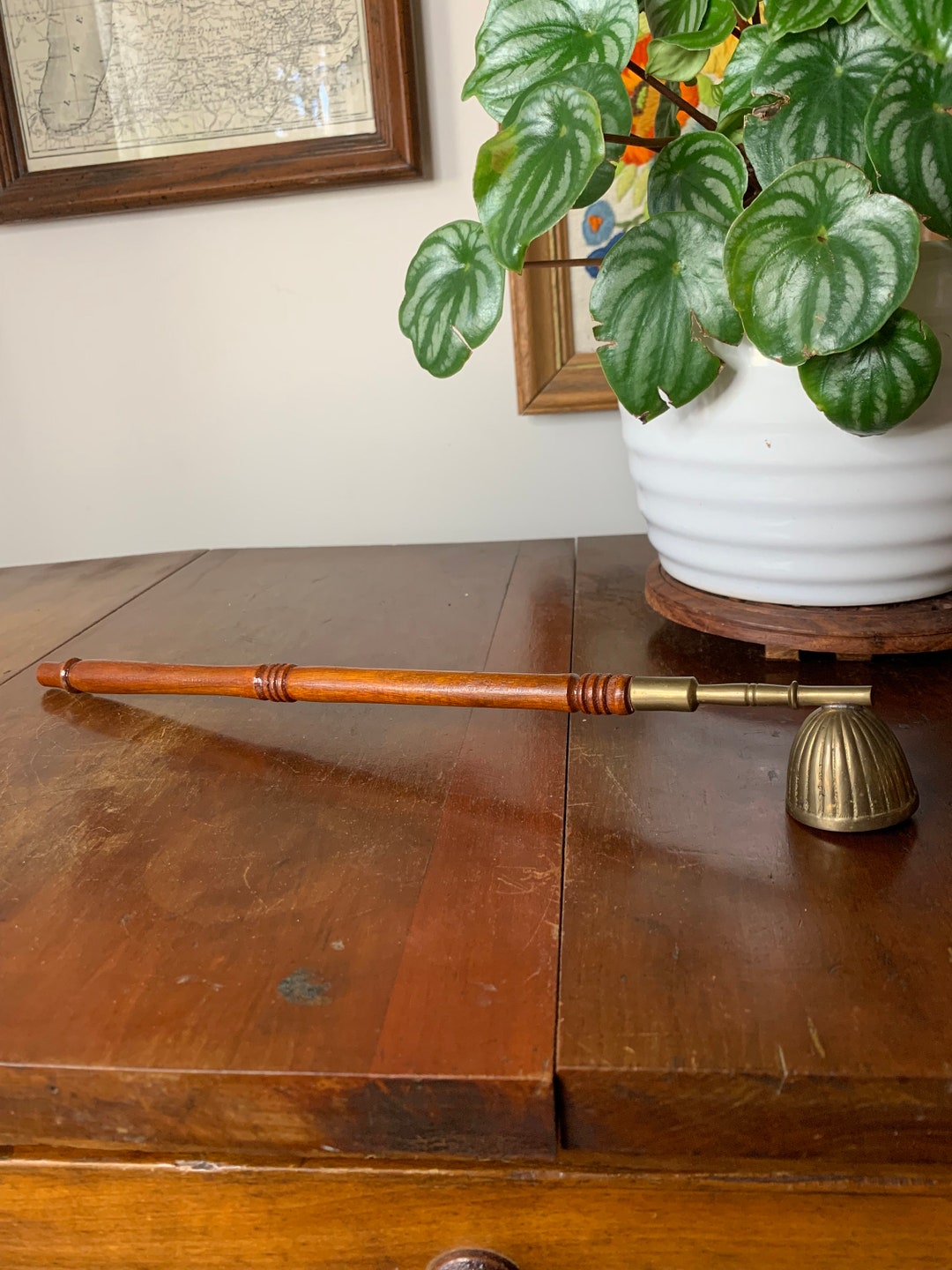 Vintage Unique Brass Candle Snuffer Wooden Handle Etsy