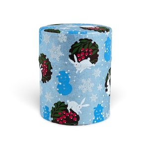 Japanese Winter Rabbit Washi Paper Tea Tin Container - Shizen Cha