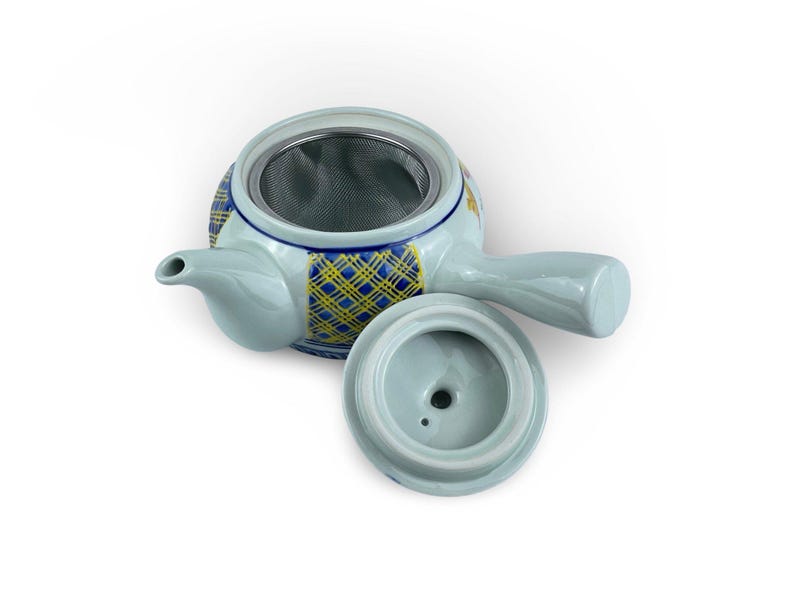 Japanese Shozui Sansui White Kyusu Teapot - Shizen Cha zdjęcie 3