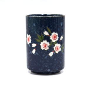 Japanese Handcrafted Blue Sakura Hana Teacup - Shizen Cha