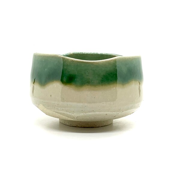 Oribe Nagashi Green Matcha Tea Bowl