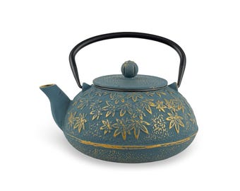 Japanese Autumn Leaves Cast Iron Tetsubin Teapot - Shizen Cha