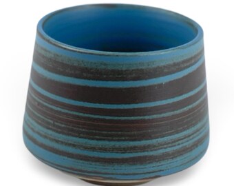 Japanese Pebble Blue Tsutsu-gata Tea Cup - Shizen Cha