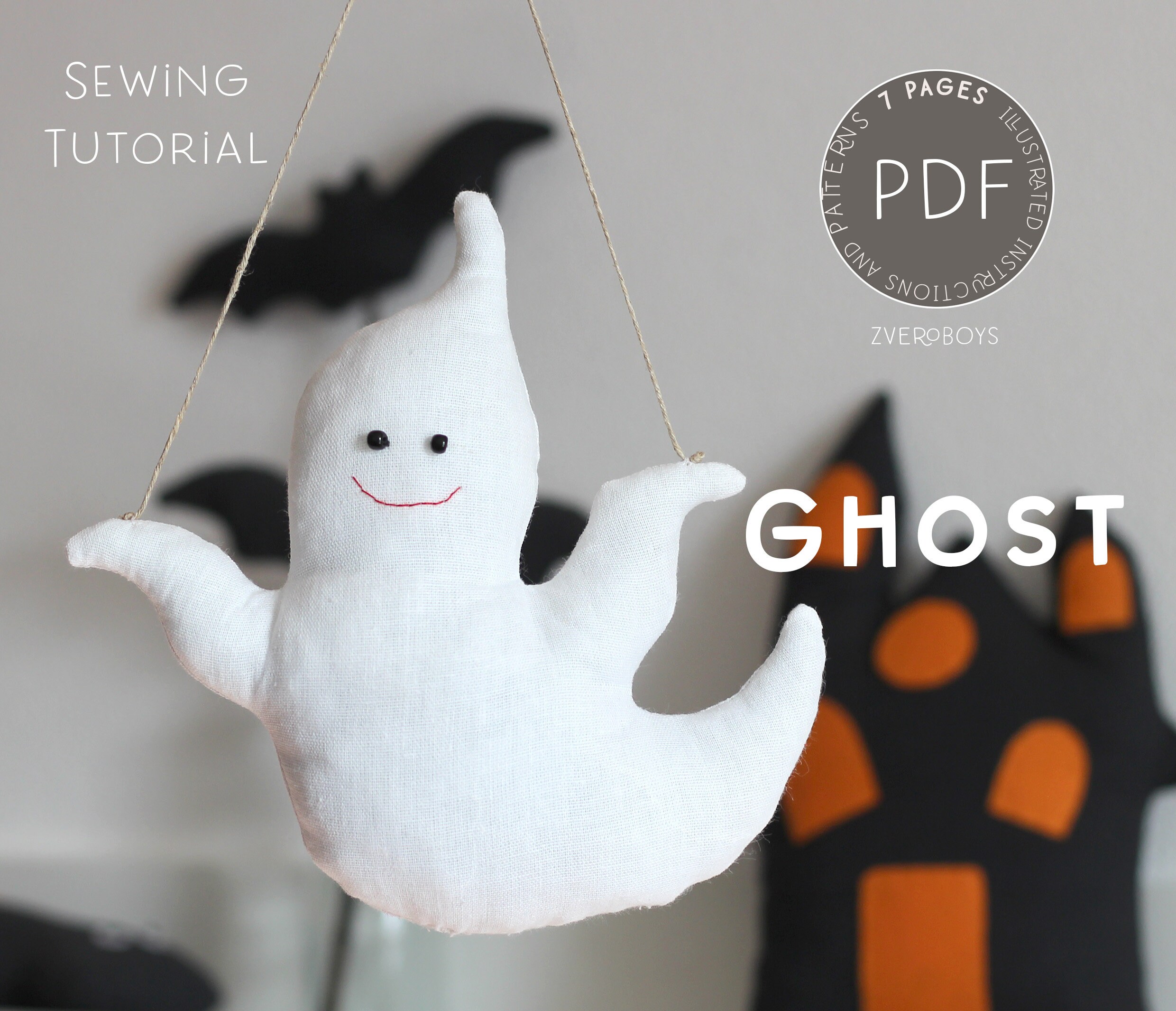 PDF Ghost Sewing Pattern & Tutorial Stuffed Animal Sewing DIY Etsy