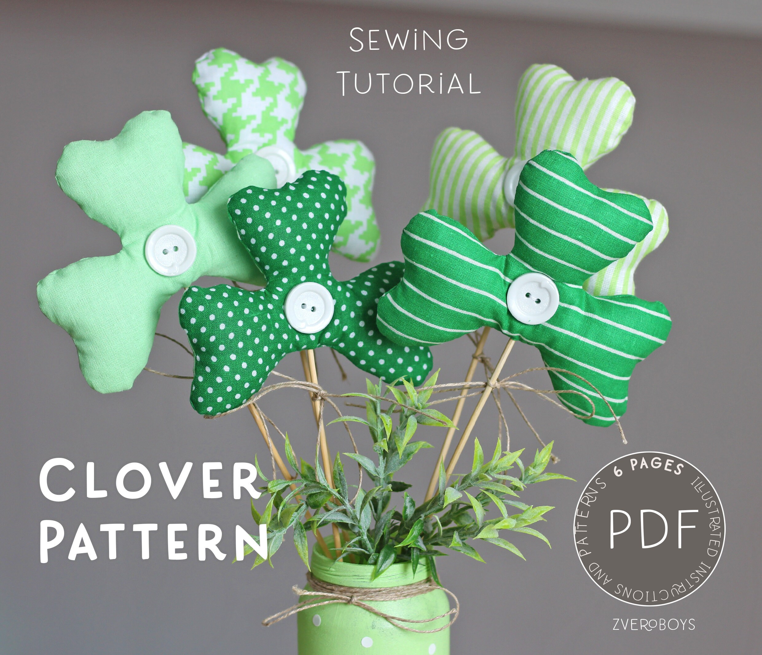 PDF Clover Sewing Pattern & Tutorial St Patricks Day Etsy