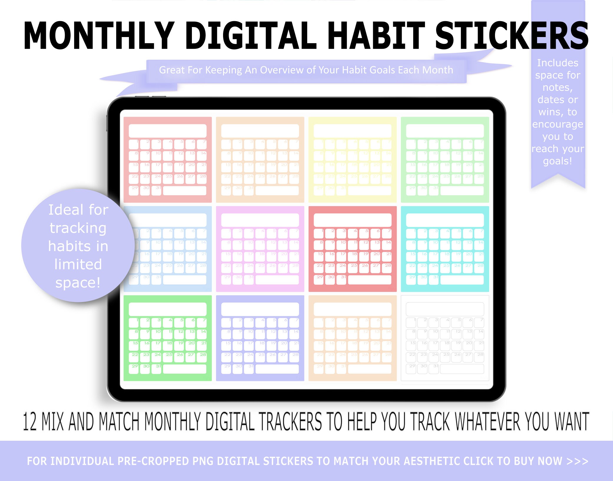 Habit Tracker Digital Planner Stickers, Habit Tracker Stickers, Weekly  Habit Tracker, Goodnotes Digital Stickers, iPad Stickers, Muted 