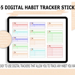Daily Habit Track Stickers | Cute habit tracker digital stickers for goodnotes, android digital planners and undated digital planners