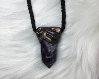 Chevron Amethyst Crystal Necklace
