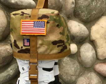 Scorpion Camouflage Pattern w/ USA Reverse Flag, Motocross Boot Carrier, W/ Optional Custom Embroidery