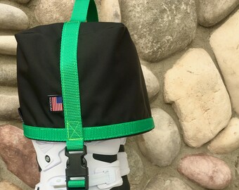 Green Factory Webbing Colors, Motocross Boot Carrier, W/ Optional Custom Embroidery