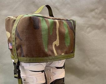 BDU Camouflage Pattern, Motocross Boot Carrier, w/ Optional Custom Embroidery