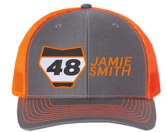 Custom Embroidered Hat - Number Plate and Side Name - Style #3