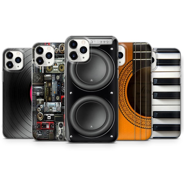 Music- Guitar, Piano, Boombox and records Phone case cover for iPhone Samsung & Huawei