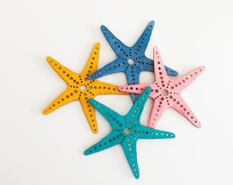 Cup coasters 4x starfish hand painted colorful life