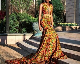 kente cloth wedding dress