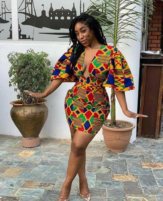 ZAS KENTE PRINT DRESS (STRETCHY AFRICAN PRINT PATTERN) - Chimzi