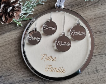 Boule de Noël Famille, boule de Noël personnalisée, boule prénoms, famille