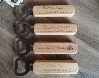 décapsuleur en bois personnalisé, cadeau personnalisé, cadeau fête des papas, fête des papy