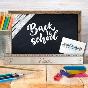 règle en bois personnalisé, accessoire scolaire, règle enfant