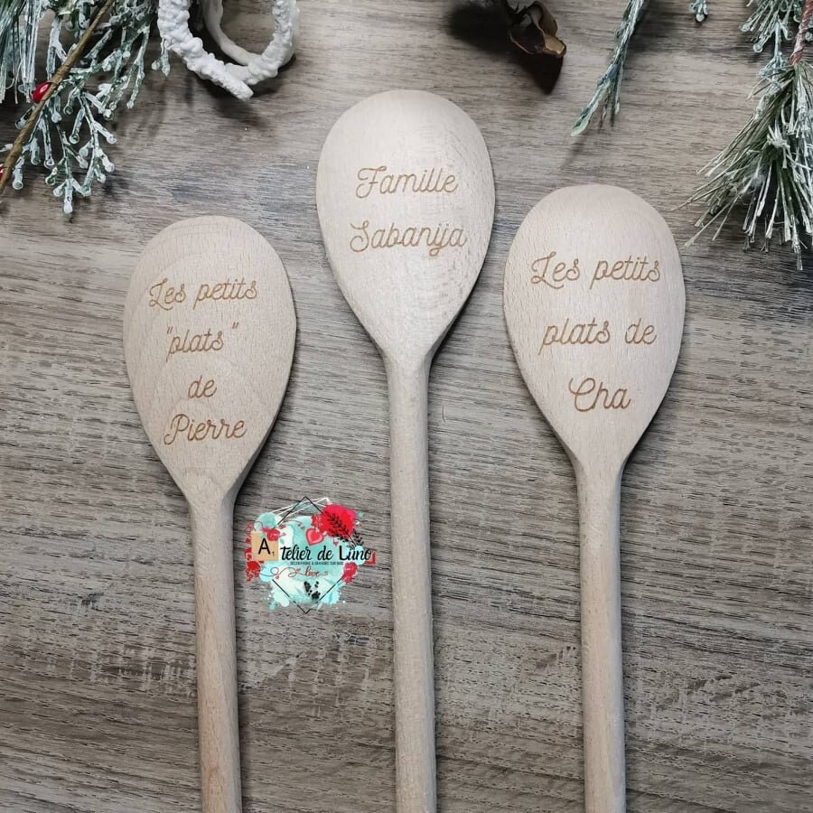 Cuillère en Bois, Spatule Bois Personnalisée, Cuillère Fête Des Mamans, Grand-Mères, Cadeau Personna