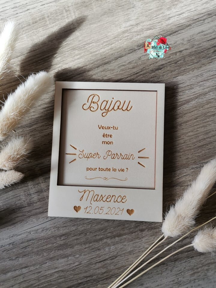 Magnet Cadre Polaroïd, Demande Parrain, Marraine, Cadeau, Parrain