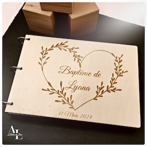 Wooden baptism and wedding guestbook, personalized guestbook