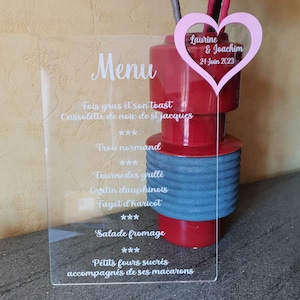 Menu mariage, menu baptême, menu en plexiglass