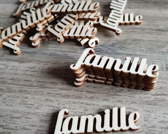 Mot en bois Famille pour cadre, accessoire cadre, embellissement