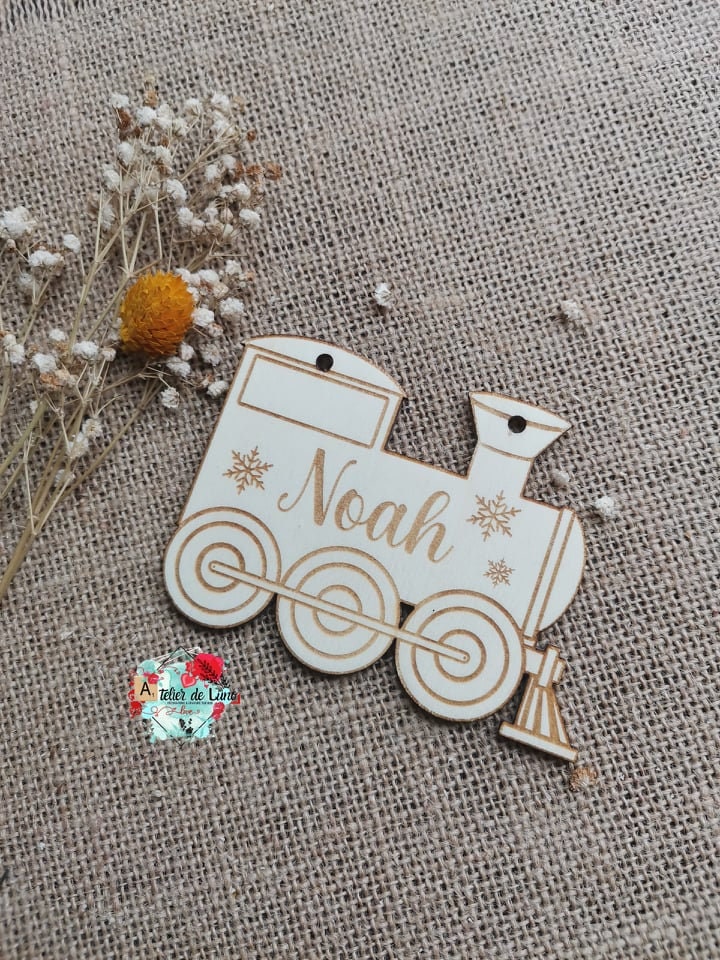 Boule de Noël Train, Boule Prénom, Personnalisée