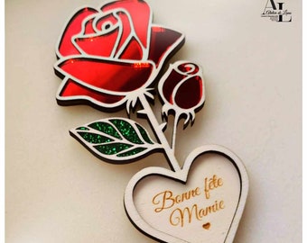 Rose en bois personnalisée, rose pour les maîtresses, cadeau maîtresse, cadeau personnalisé, Rose nounou, Cadeau, cadeau de fin d'année