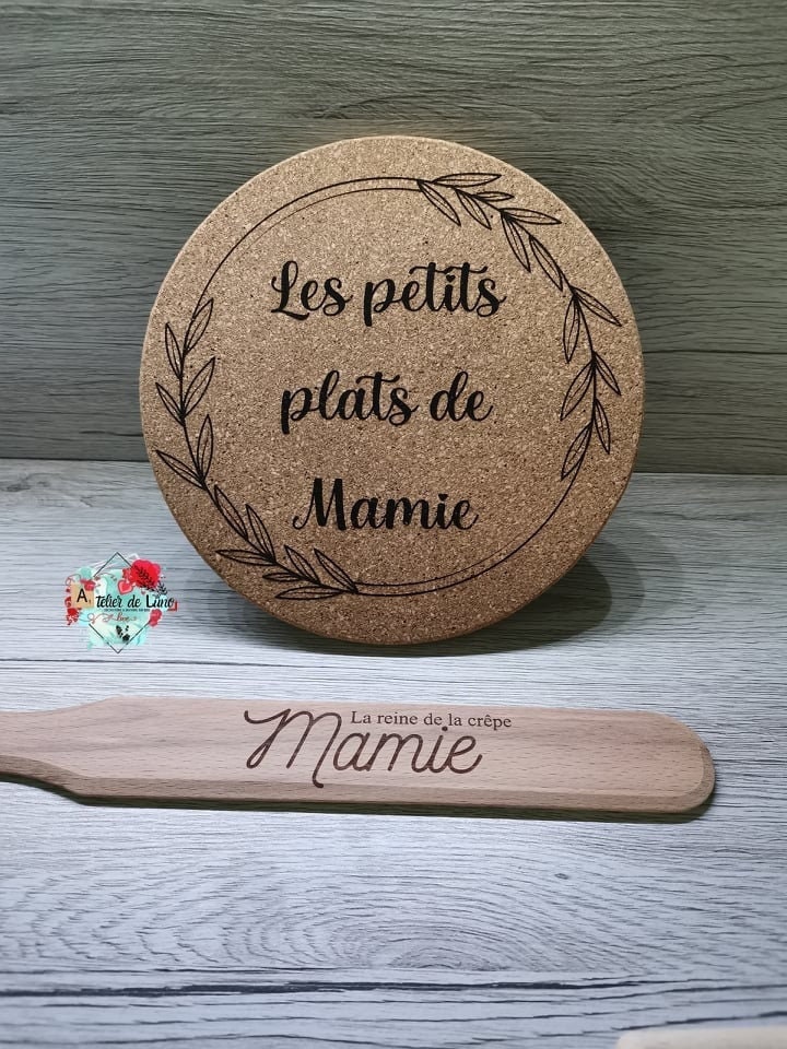 Dessous de Plat en Liège, Cadeau Fête Des Mamies, Mamans, Idée Cadeau, Personnalisé