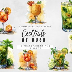Coleção de clipart de coquetéis encantadores – perfeito para convites e projetos DIY