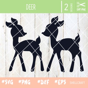 Süße Hirsch-Ren 2 Designs SVG-ClipArt-Download im Format PNG JPEG für Silhouette Cameo Cricut Vinylstickerei
