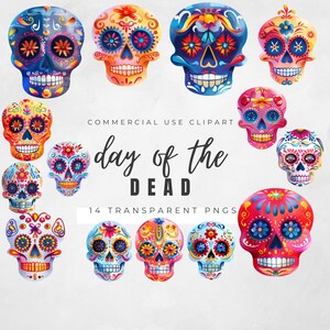 Tag der Toten Schädel PNG - Transparenter Hintergrund, hochauflösender digitaler Download, Dia de los Muertos Clipart
