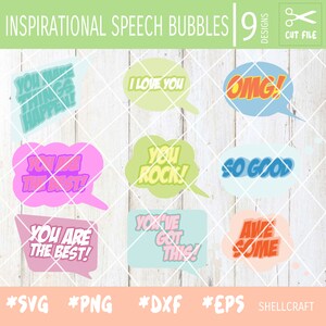 Inspirational Speech Bubbles SVG PNG JPEG Instant Digital Download Stickers Printable Vinyl Layered Vinyl
