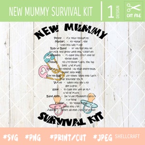 Etiqueta para kit de sobrevivência para novas mamães – Basta imprimir e recortar o design – Etiqueta para presente de chá de bebê para download digital para sacolas de presente DIY