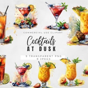 Coleção de clipart de coquetéis encantadores – perfeito para convites e projetos DIY