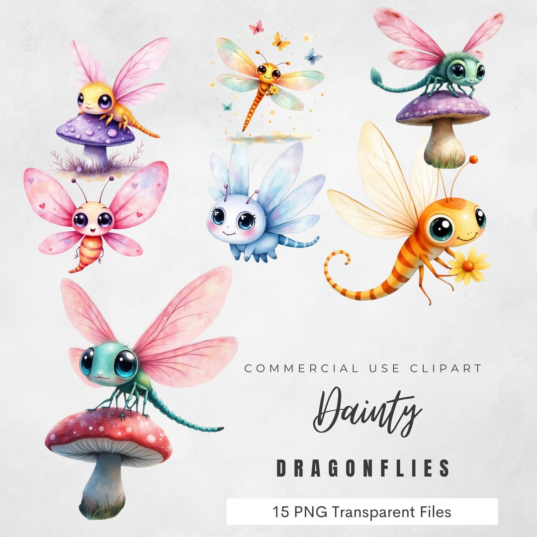 Whimsical Bug Fairy Clipart – Cute Insect PNG With Wings – Commercial ...