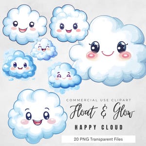 Happy Cloud PNG Clipart – Cute Weather Illustration for Nursery & Craft Projects