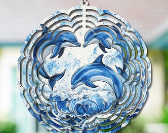 Dolphin Wind Spinner Sublimation Design - Digital Download PNG , High-Quality 300 DPI Print, Instant Download