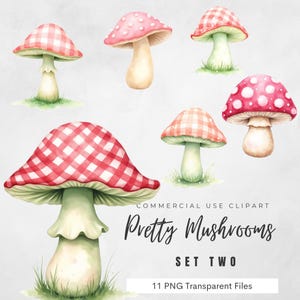 Pretty Mushrooms Clipart Vol. 2 – 10 PNG Forest Mushroom Graphics for Cottagecore Crafts, Stickers, Sublimation and Journals