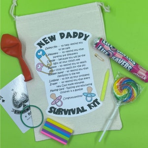 Kit de supervivencia para papá nuevo imprimible, solo imprima y corte, colóquelo en una bolsa y llénelo con golosinas
