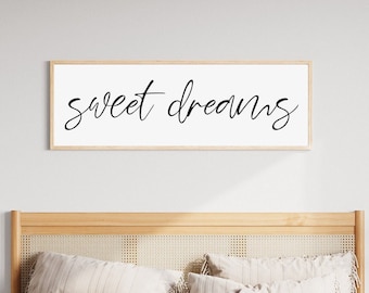 Master Bedroom Sign, Over the Bed Wall Decor, Sweet Dreams Sign, Above Bed Decor Sign For Bedroom, Wood Framed Sign