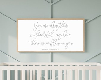 Girls room wall decor, nursery room sign for girl, you are altogether beautiful sign, nursery wall decor girl, Christian girl nursery sign