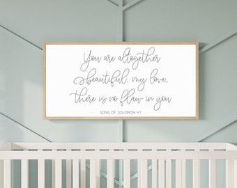 Girls room wall decor, nursery room sign for girl, you are altogether beautiful sign, nursery wall decor girl, Christian girl nursery sign