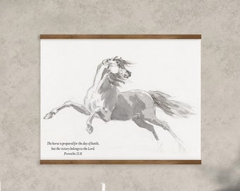 Scripture Wall Art, Vintage Wall Art, Horse Sketchbook Drawing, Christian Wall Decor, Hanging Tapestry, Bible Verse Signs