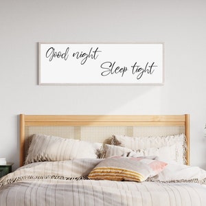Good Night Sleep Tight Sign: Wood Framed Bedroom Wall Decor